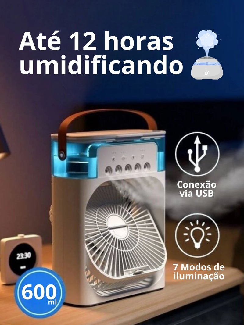 Mini Ventilador Portátil com Nebulização e Climatizador